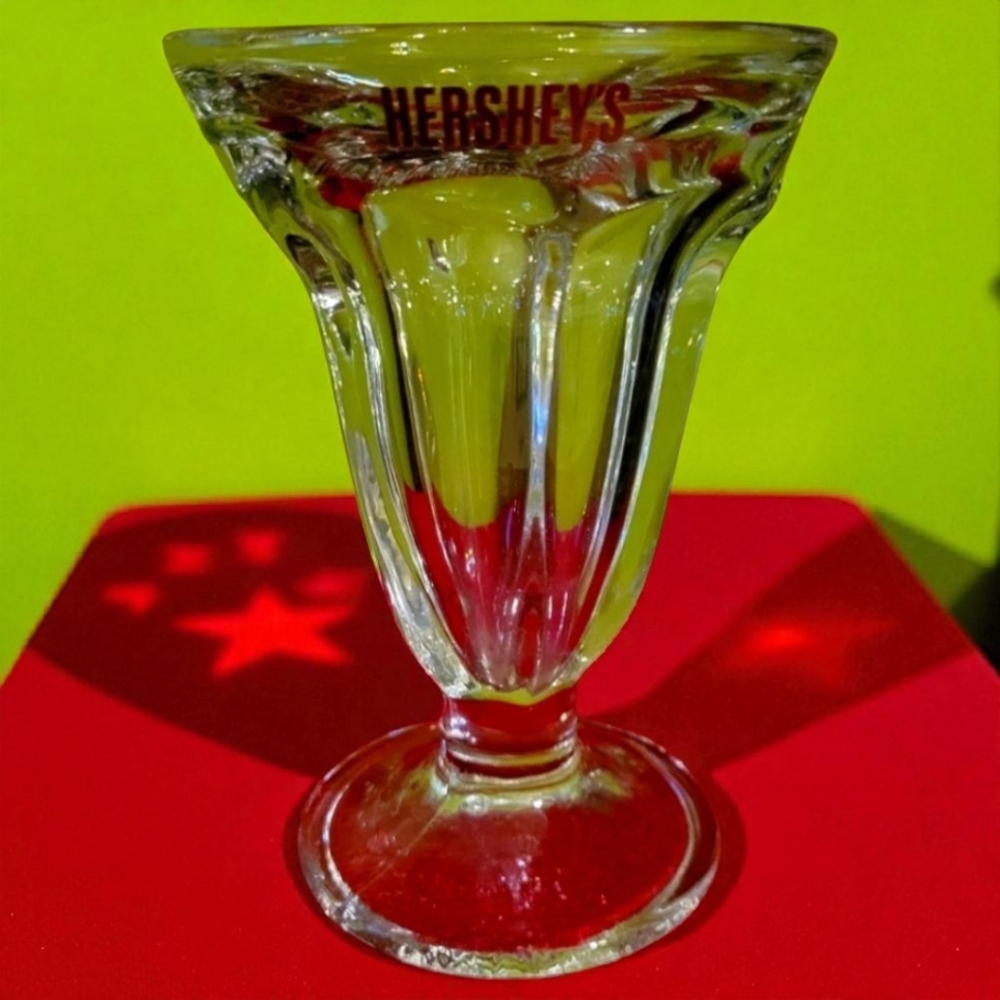 1 Vtg Ice Cream Sundae Dessert Dish Bowl Hershey Heavy Clear Glass